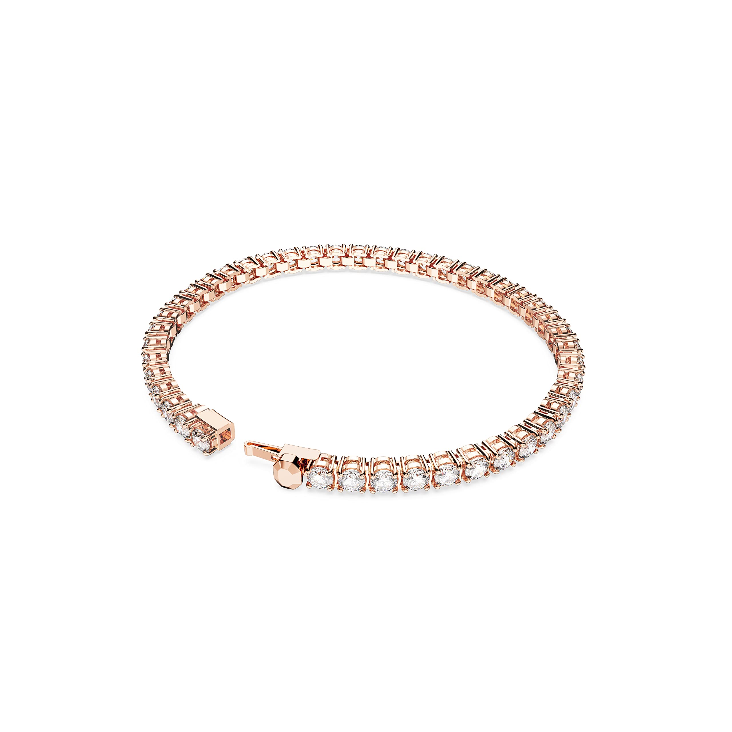 Foto 5 pulgar | Pulsera De Tenis Swarovski Matrix Con Piedras Transparentes En Oro Rosa M - Venta Internacional.