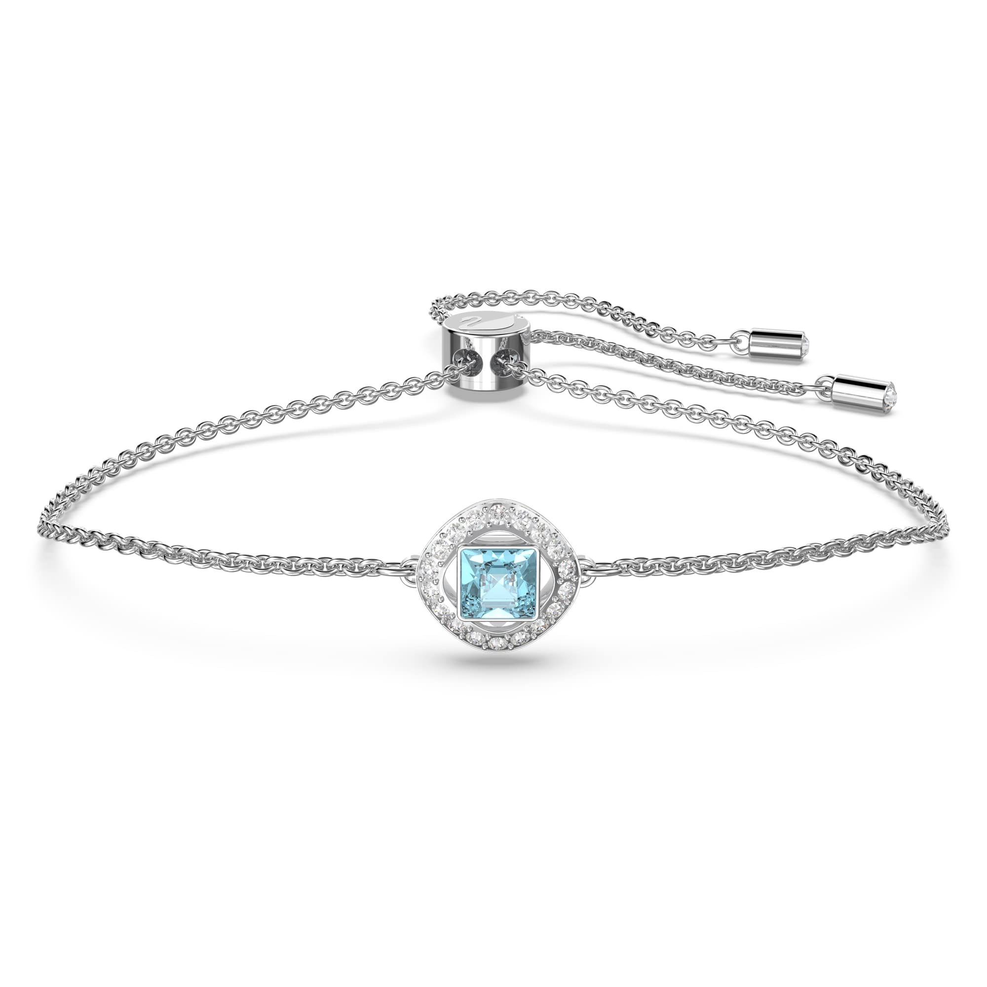 Pulsera Swarovski Una Angelic Con Cristales Transparentes Y Aguamarina - Venta Internacional.