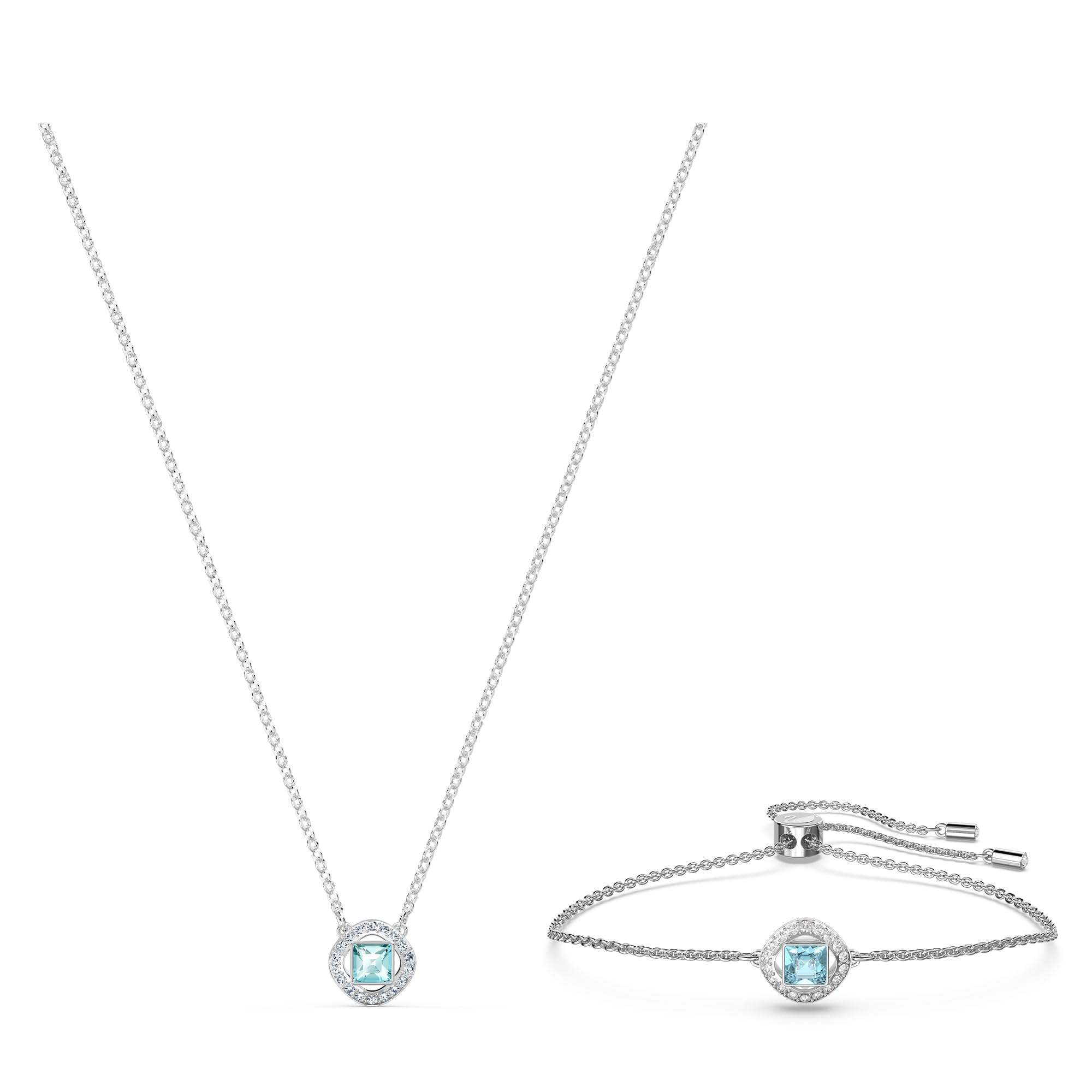 Foto 5 pulgar | Pulsera Swarovski Una Angelic Con Cristales Transparentes Y Aguamarina - Venta Internacional.
