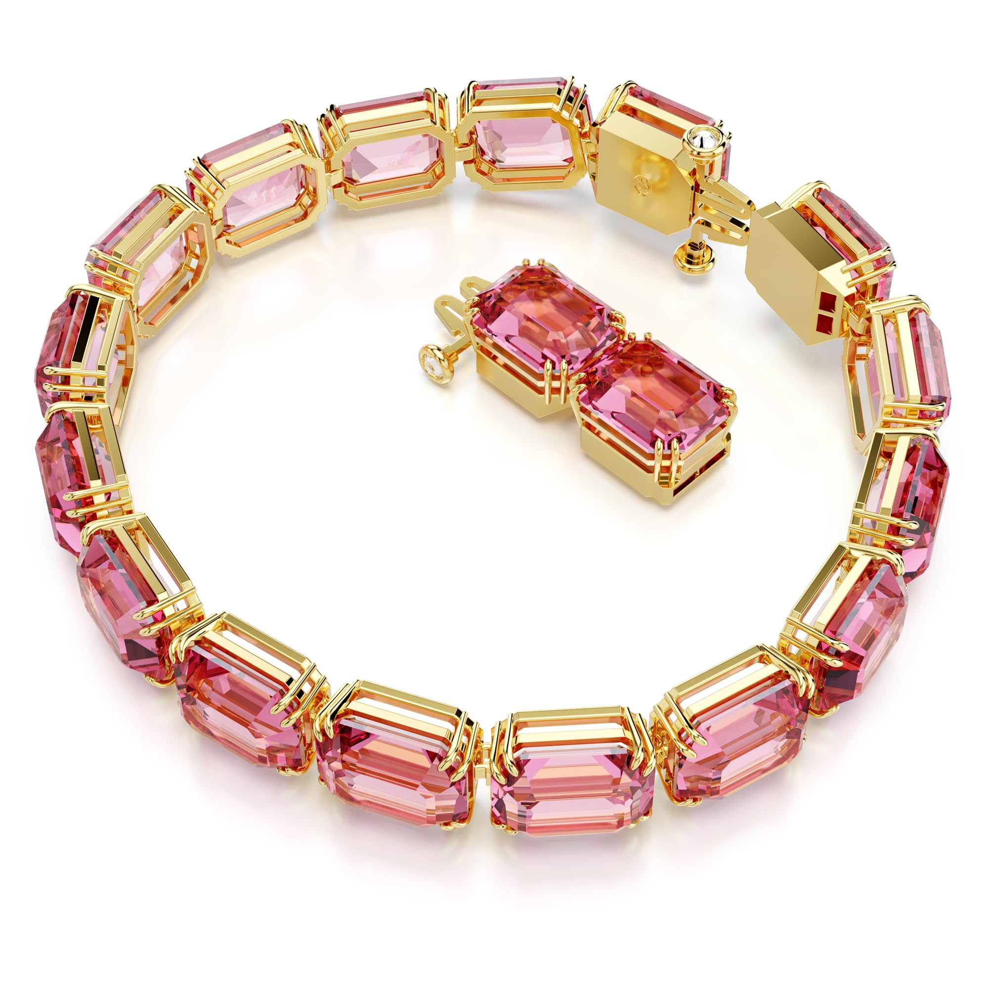 Foto 2 | Pulsera Swarovski Millenia Con Cristales De Talla Octagonal Rosa - Venta Internacional.