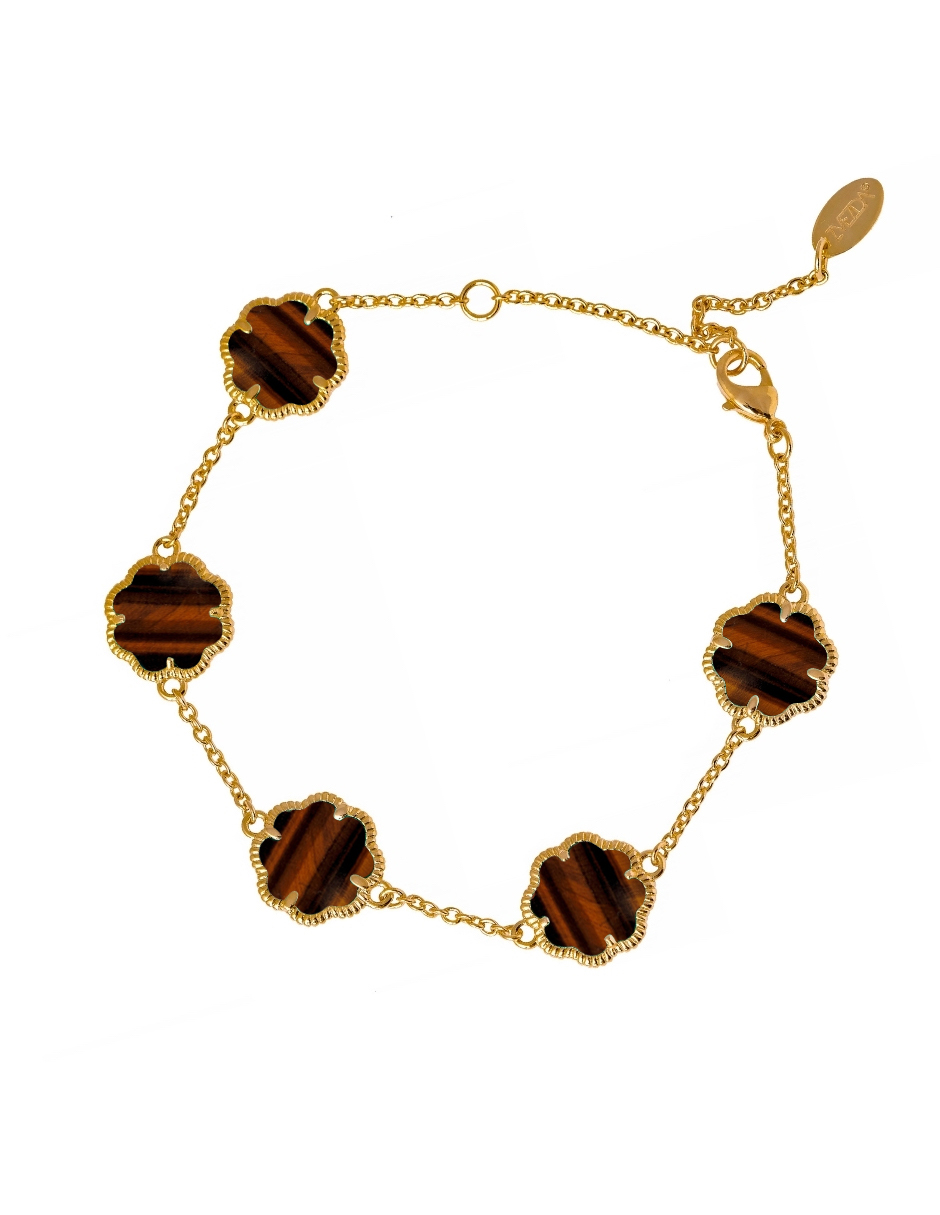 Foto 2 pulgar | Pulsera Zvezda Chapa de Oro Amarillo 18kTrébol Ojo de Trigre