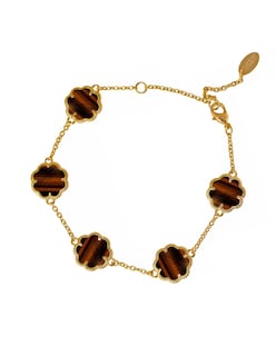 Foto 1 | Pulsera Zvezda Chapa de Oro Amarillo 18kTrébol Ojo de Trigre