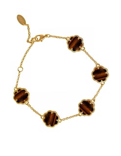 Foto 5 | Pulsera Zvezda Chapa de Oro Amarillo 18kTrébol Ojo de Trigre