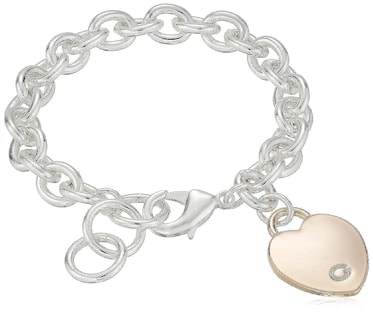 Foto 1 | Pulsera Guess Basic En Plata Y Oro Rosa Con Logo G Con Eslabones En Forma De Corazón - Venta Internacional.