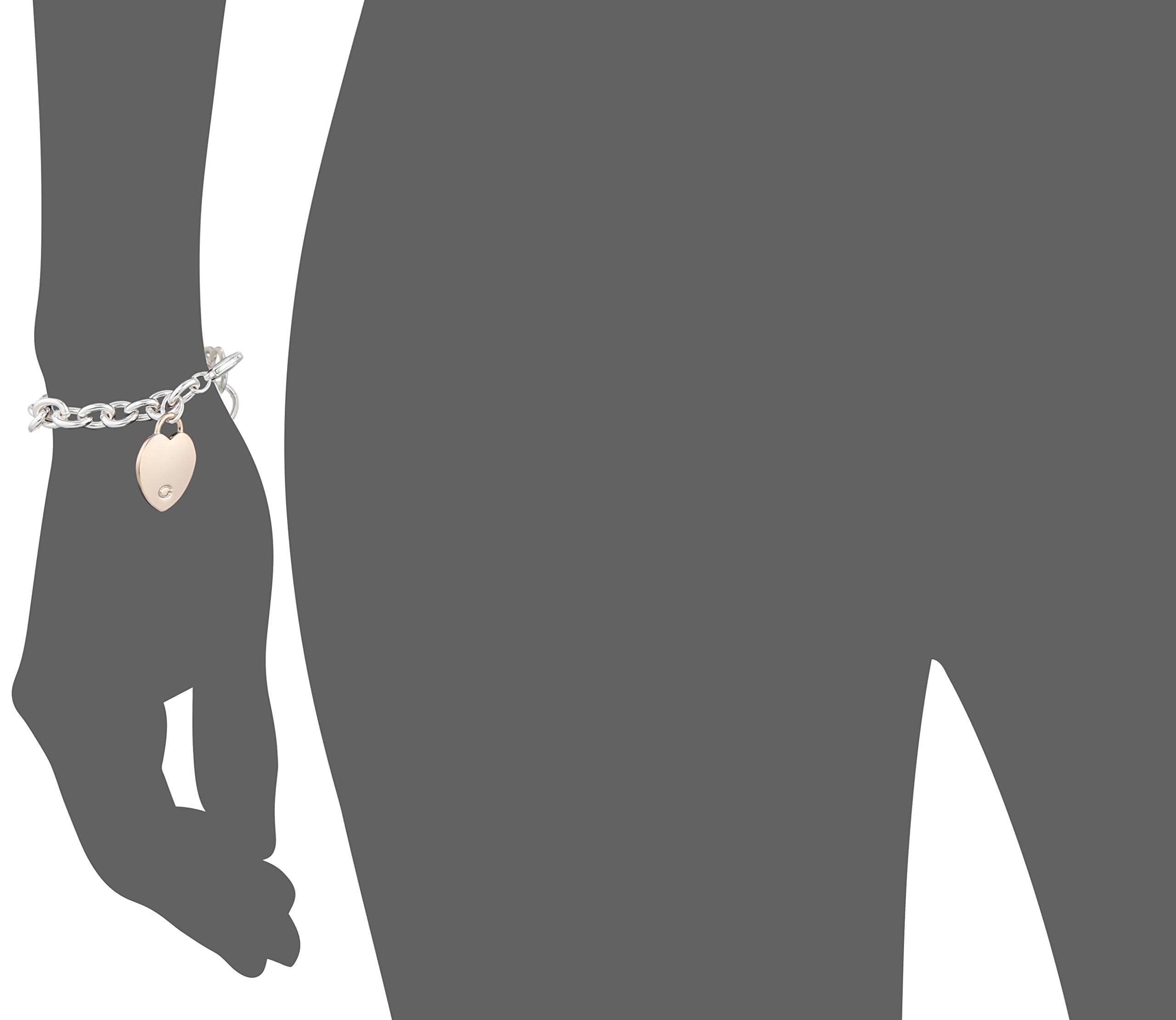Foto 2 | Pulsera Guess Basic En Plata Y Oro Rosa Con Logo G Con Eslabones En Forma De Corazón - Venta Internacional.