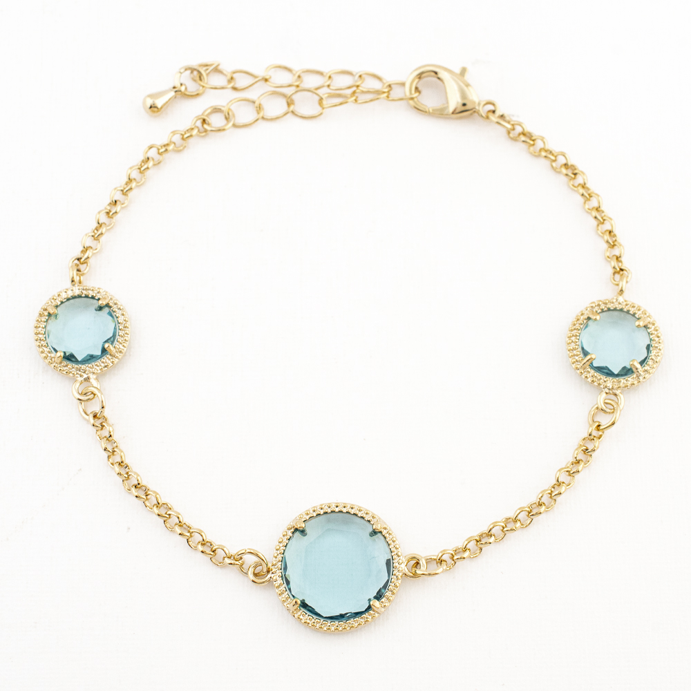 Foto 2 pulgar | Pulsera Linea Circular En Tono Celeste The Golden Store Chapa De Oro 18k