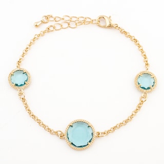 Foto 1 | Pulsera Linea Circular En Tono Celeste The Golden Store Chapa De Oro 18k