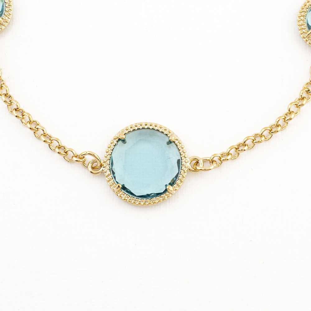 Foto 2 | Pulsera Linea Circular En Tono Celeste The Golden Store Chapa De Oro 18k