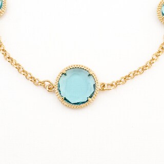 Foto 2 | Pulsera Linea Circular En Tono Celeste The Golden Store Chapa De Oro 18k
