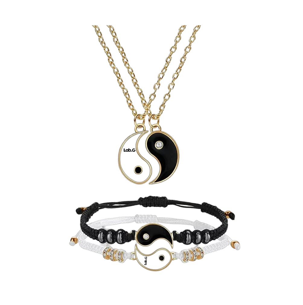 Foto 1 | Juego De Pulseras Con Collar, Pulseras Ajustables Lab.g Yin Yang Dia-17 Cm Lar-50 Cm Dorado