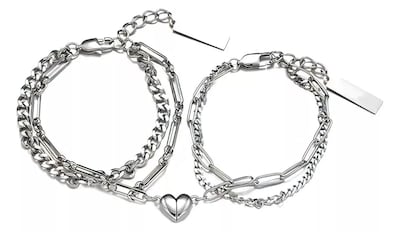 Foto 1 | Pulsera Parejas Doble Con Imán Corazón San Valentín Color Plateado Xtellar