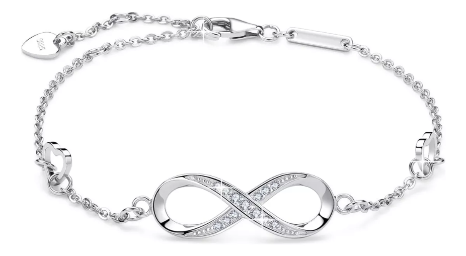 Foto 4 pulgar | Pulsera Amor Infinito  Xtellar Plata 925 Con Corazones Ajustable Color Plata