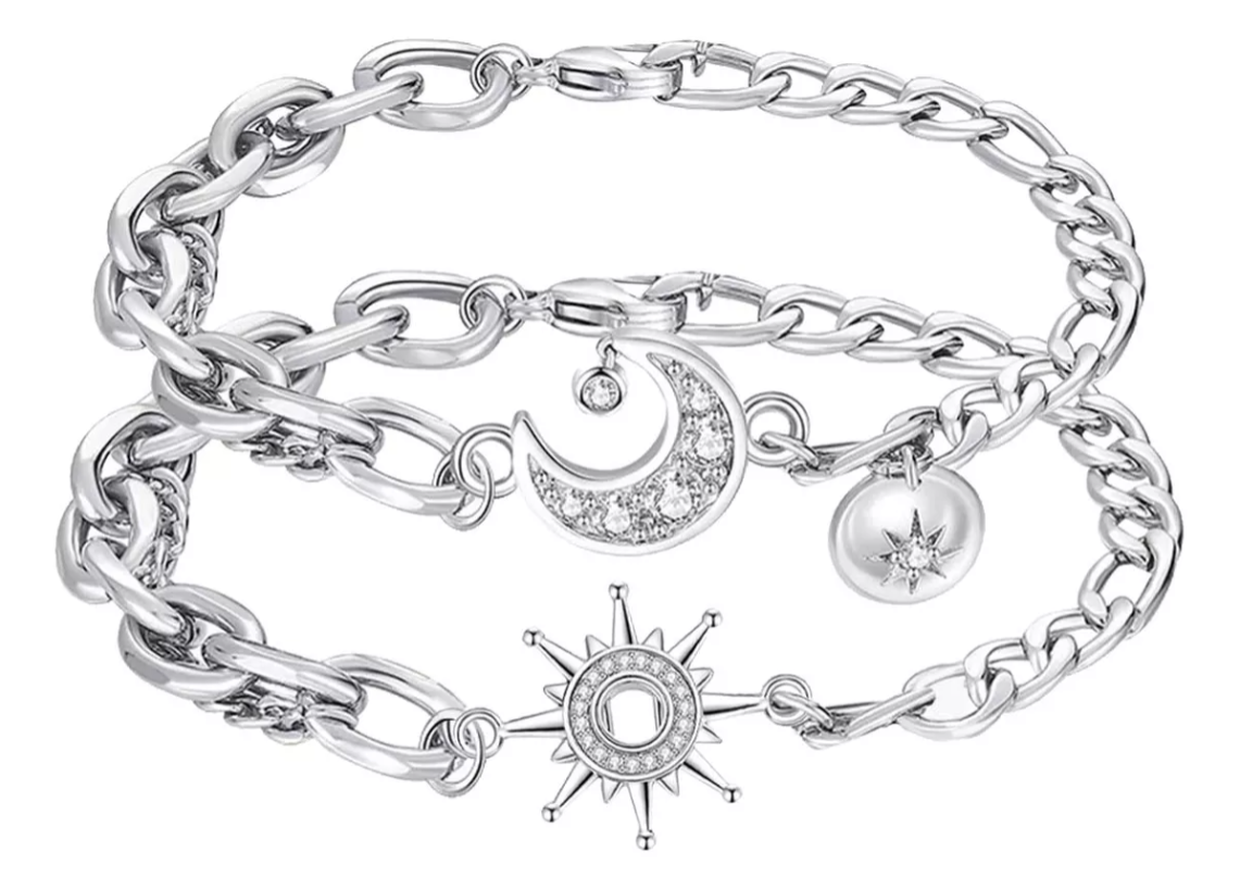 Foto 1 | Pulseras De Pareja Xtellar Sol Y Luna Color Plata