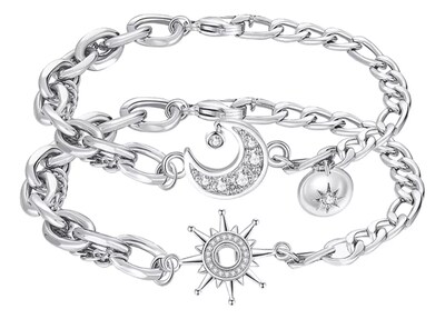 Foto 1 | Pulseras De Pareja Xtellar Sol Y Luna Color Plata