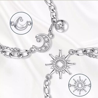 Foto 3 | Pulseras De Pareja Xtellar Sol Y Luna Color Plata