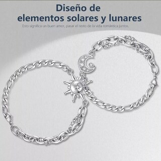 Foto 4 | Pulseras De Pareja Xtellar Sol Y Luna Color Plata