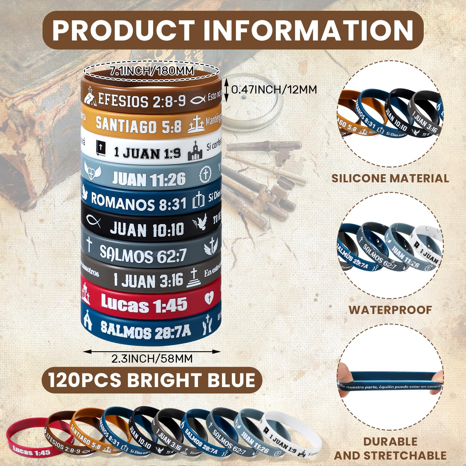 Foto 4 pulgar | Pulseras de Goma Skylety con Versículos Bíblicos en Español - Venta Internacional