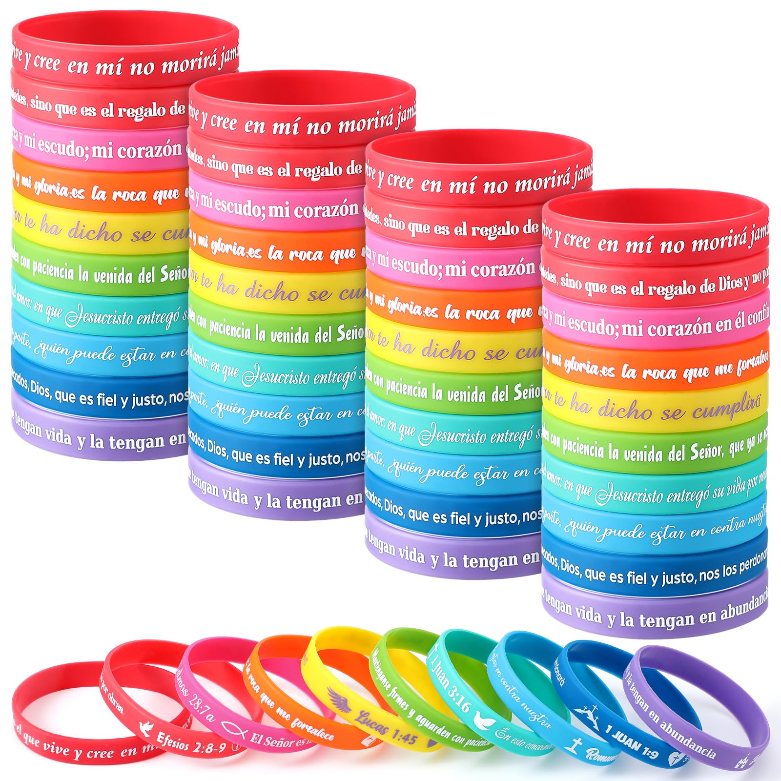 Foto 1 | Pulseras Skylety Spanish Christian 60 Unidades Versículo Bíblico - Venta Internacional