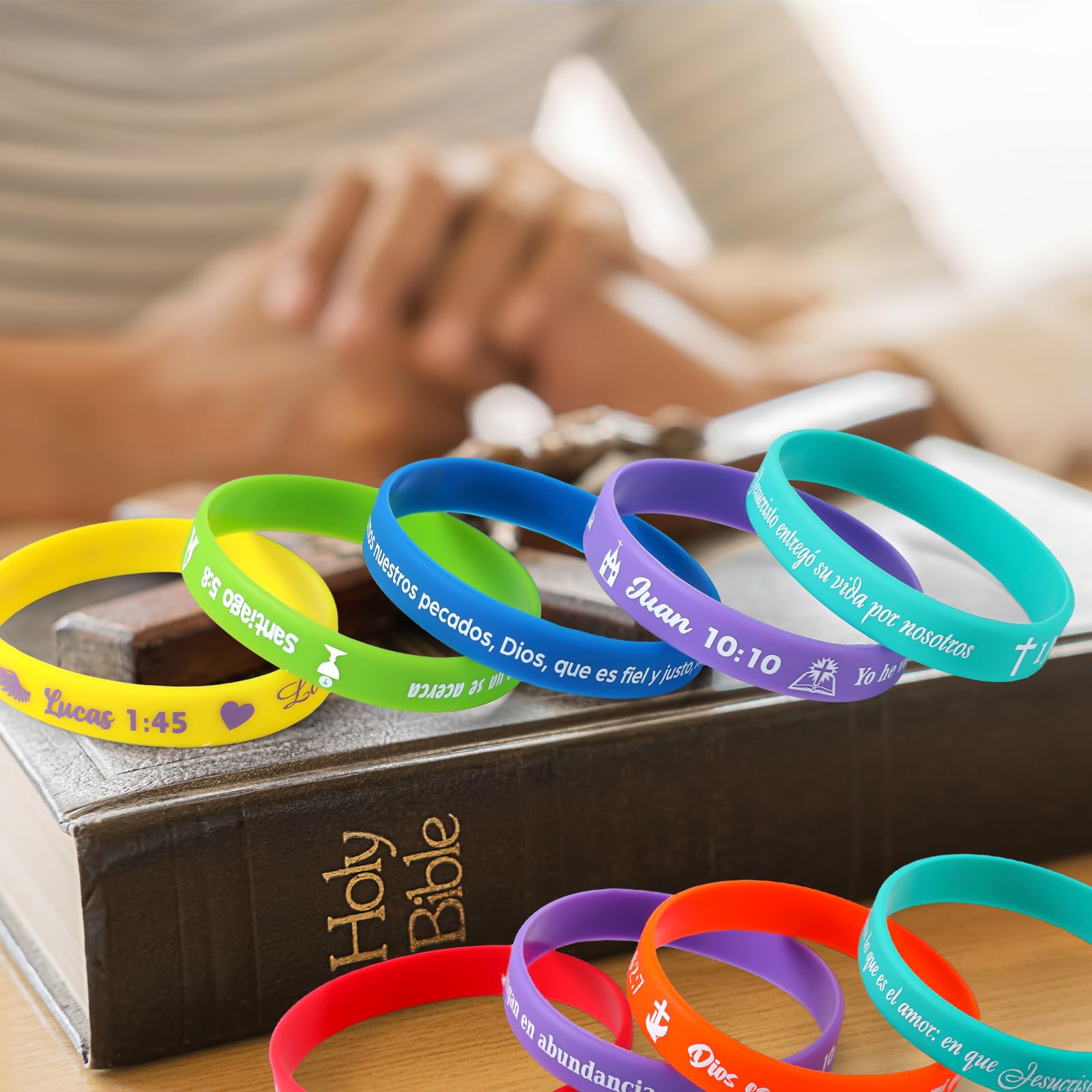 Foto 5 pulgar | Pulseras Skylety Spanish Christian 60 Unidades Versículo Bíblico - Venta Internacional