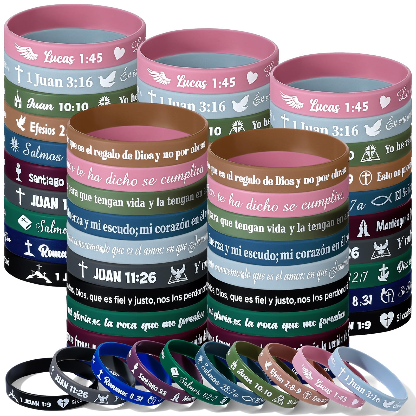Foto 2 pulgar | Pulseras Versículos de La Biblia Español 120 Unidades - Venta Internacional