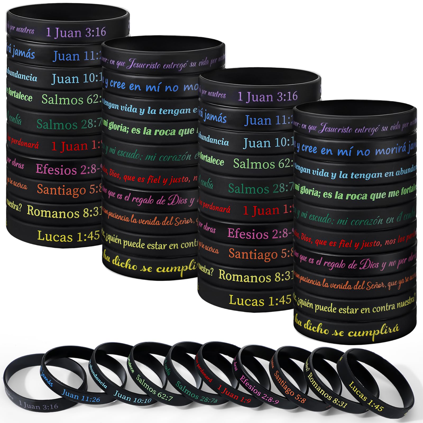 Pulseras Skylety Versículos de La Biblia Cristiana Español 60 Unidades - Venta Internacional