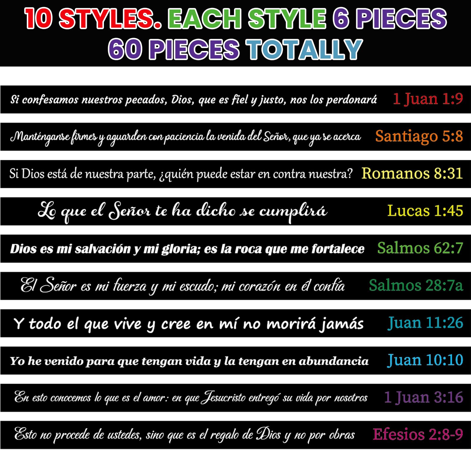 Foto 2 | Pulseras Skylety Versículos de La Biblia Cristiana Español 60 Unidades - Venta Internacional