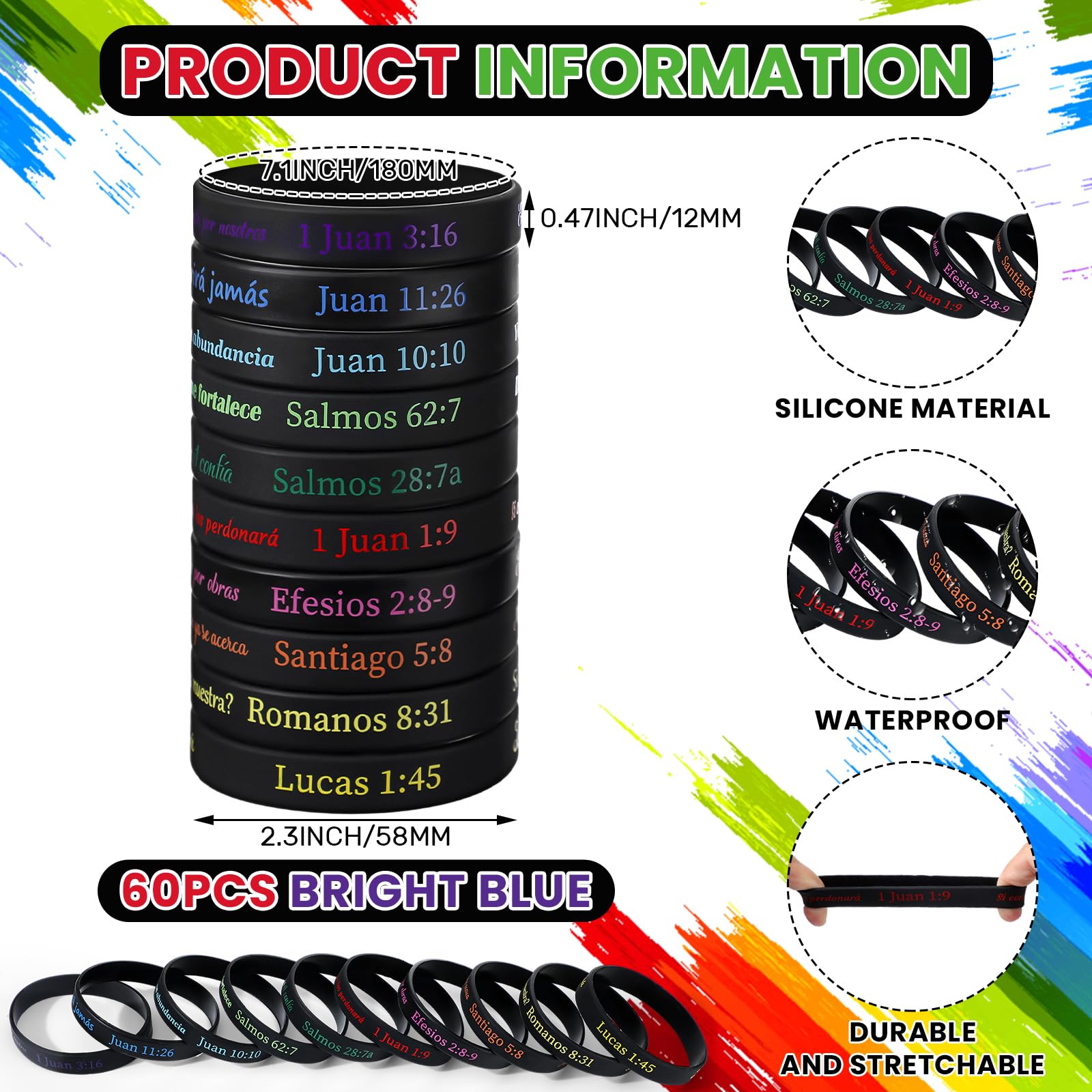 Foto 4 pulgar | Pulseras Skylety Versículos de La Biblia Cristiana Español 60 Unidades - Venta Internacional