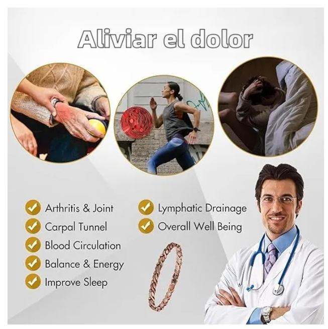 Foto 5 pulgar | Pulsera Xtellar De Cobre Puro Mujer Terapia Magnético Para Artritis