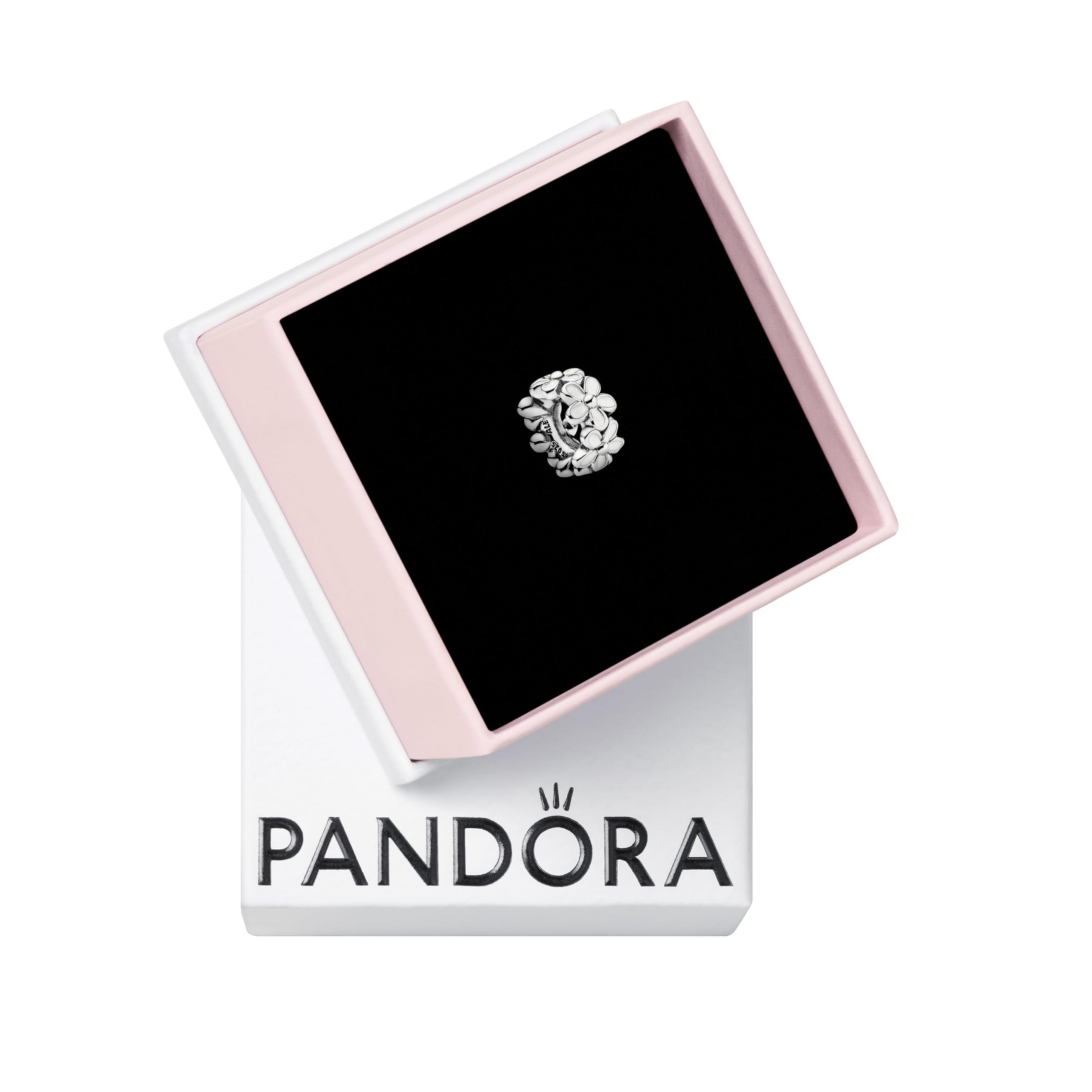 Charm Spacer Pandora Con Forma De Margarita Blanca, Plata De Ley - Venta Internacional.
