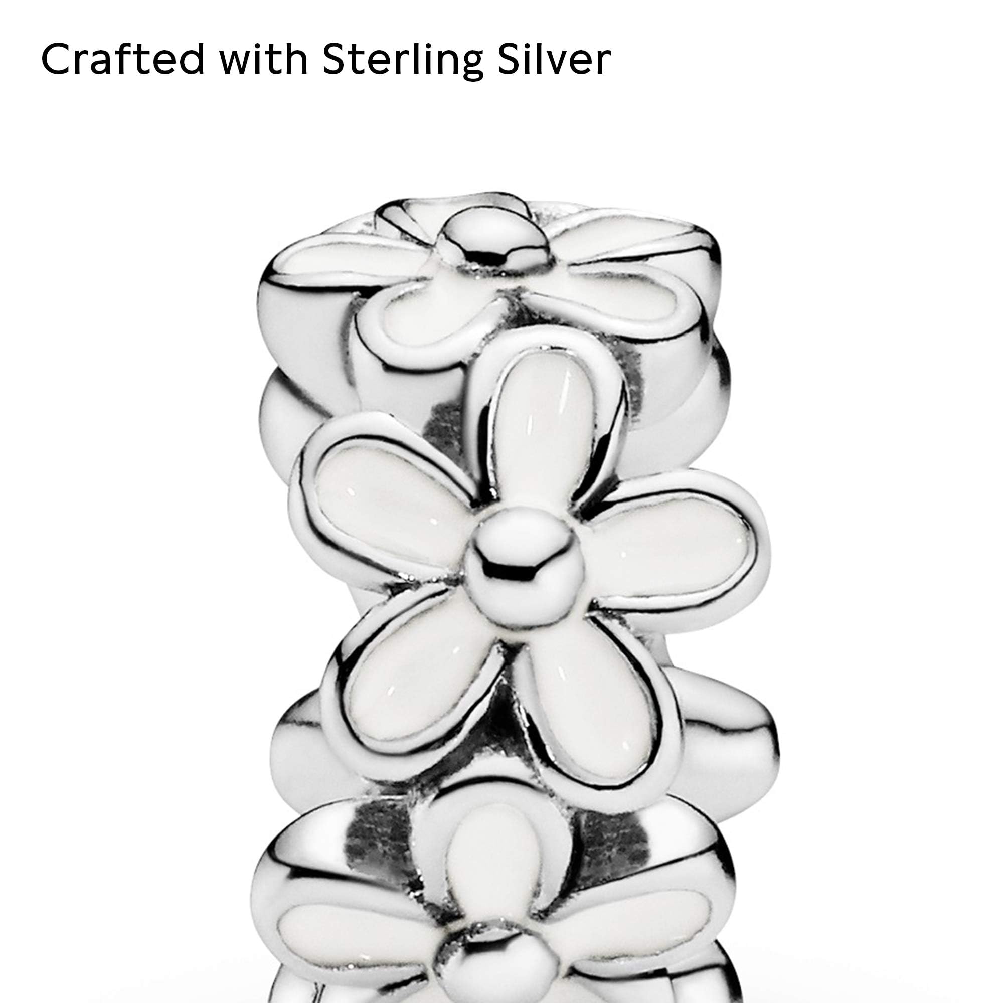 Foto 4 | Charm Spacer Pandora Con Forma De Margarita Blanca, Plata De Ley - Venta Internacional.