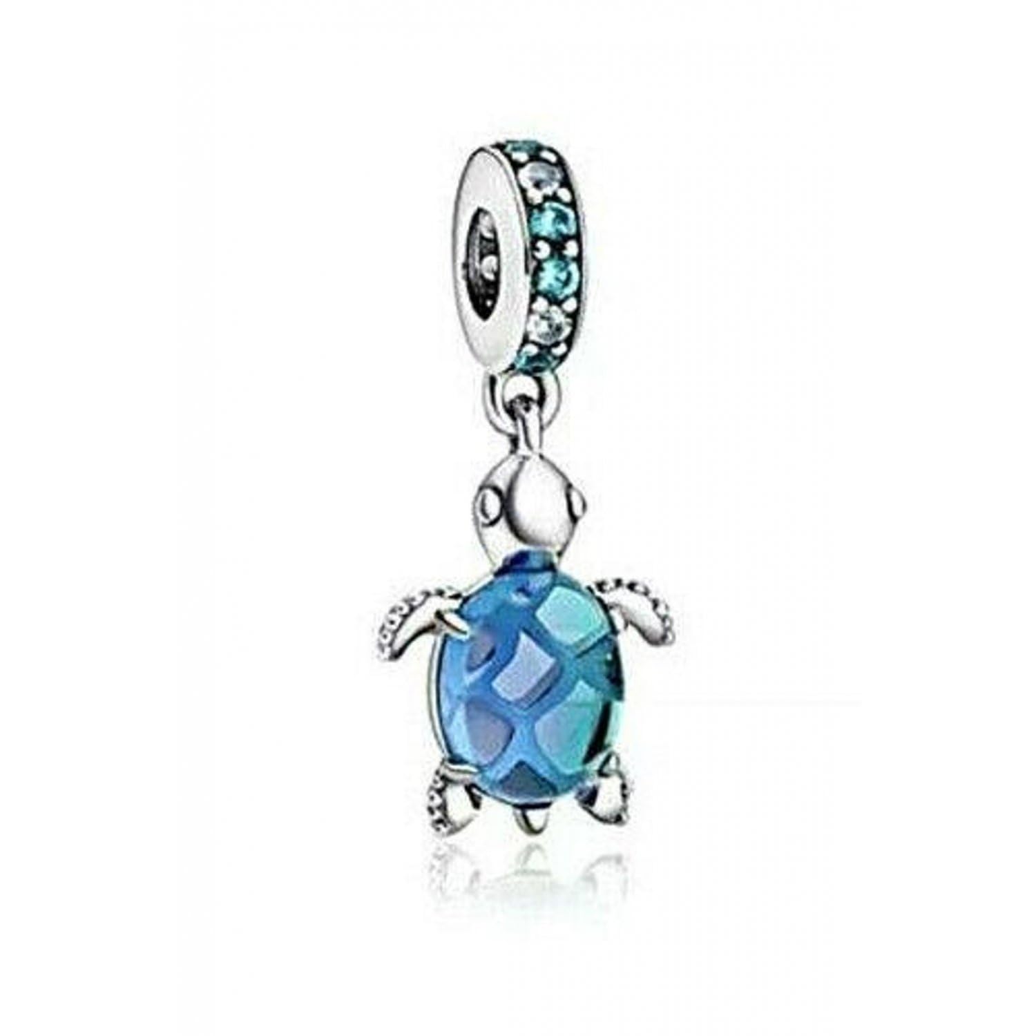 Foto 2 pulgar | Colgante Charm Pandora De Cristal De Murano Con Forma De Tortuga Marina Azul, Plata 925 - Venta Internacional.