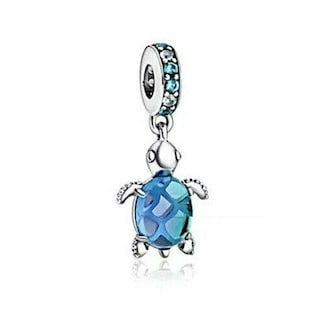 Foto 1 | Colgante Charm Pandora De Cristal De Murano Con Forma De Tortuga Marina Azul, Plata 925 - Venta Internacional.