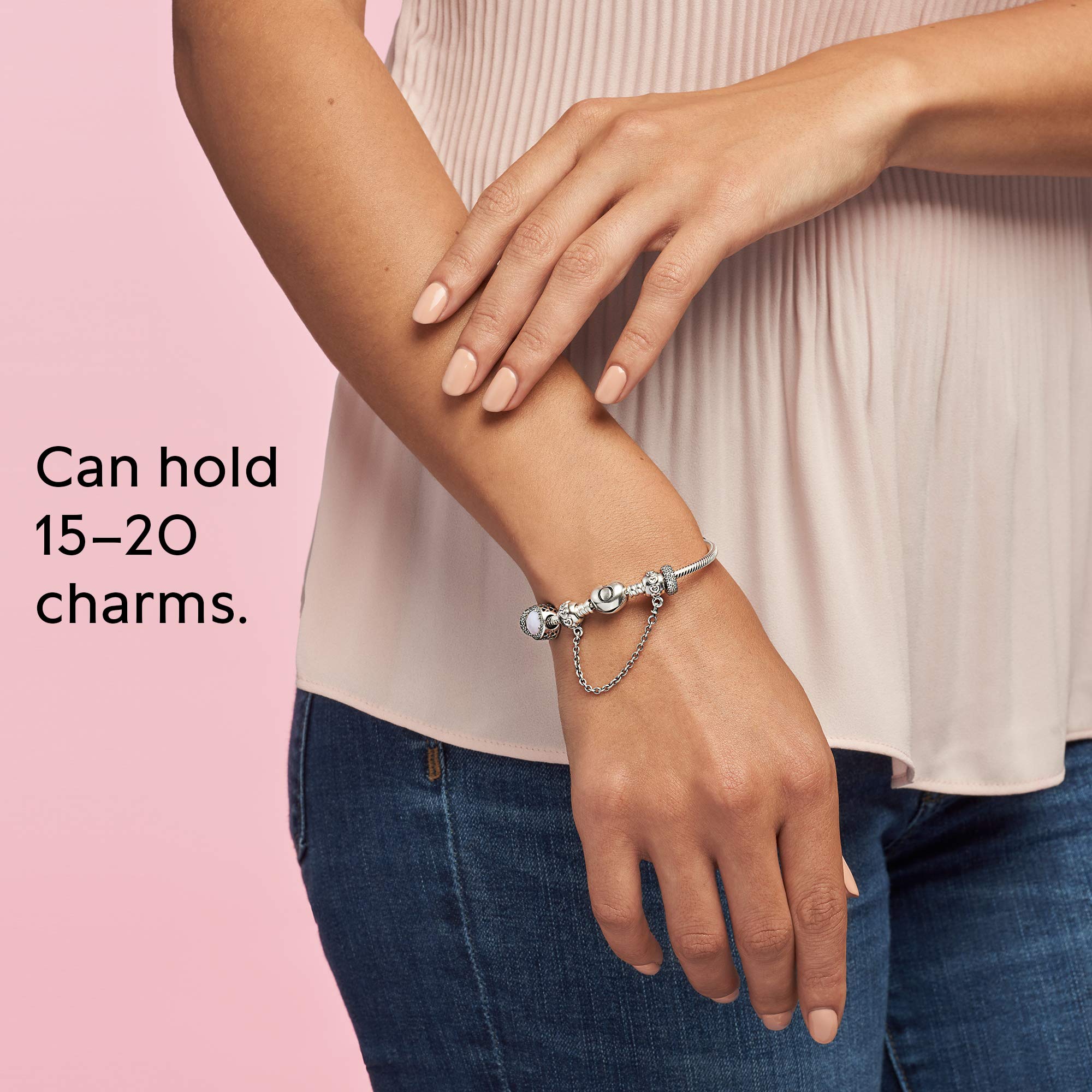 Foto 7 | Pulsera Pandora Moments Con Cierre De Corazón Y Cadena De Serpiente De Plata 925 - Venta Internacional.