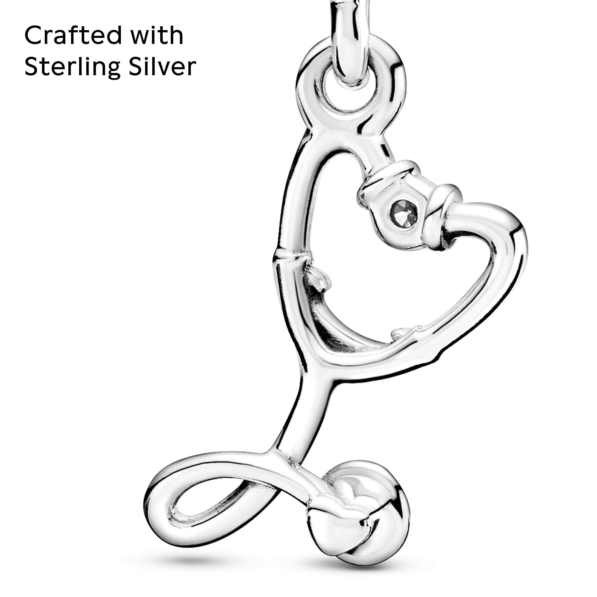 Foto 5 pulgar | Estetoscopio Charm Pandora, Colgante En Forma De Corazón, Plata De Ley - Venta Internacional.