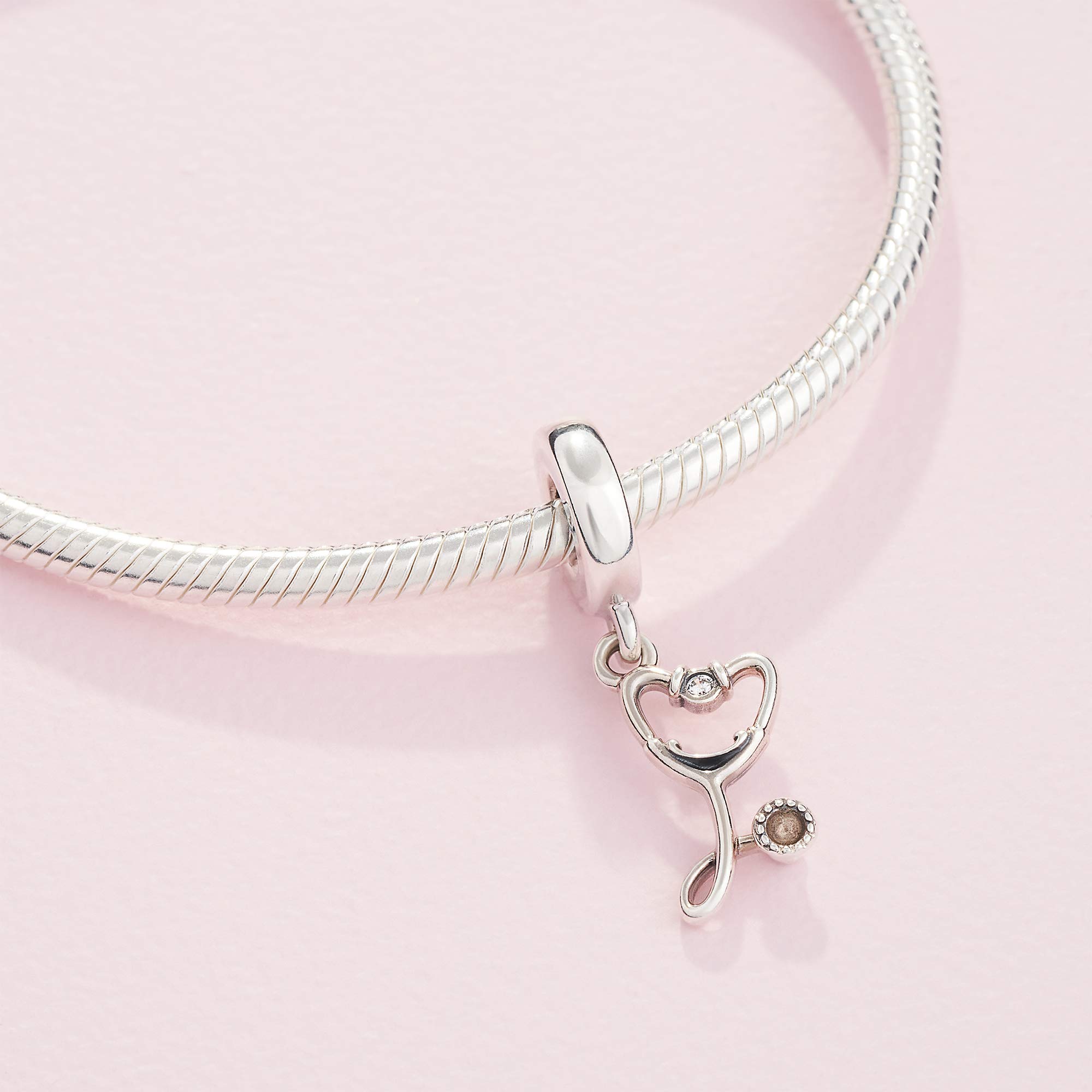 Foto 6 pulgar | Estetoscopio Charm Pandora, Colgante En Forma De Corazón, Plata De Ley - Venta Internacional.
