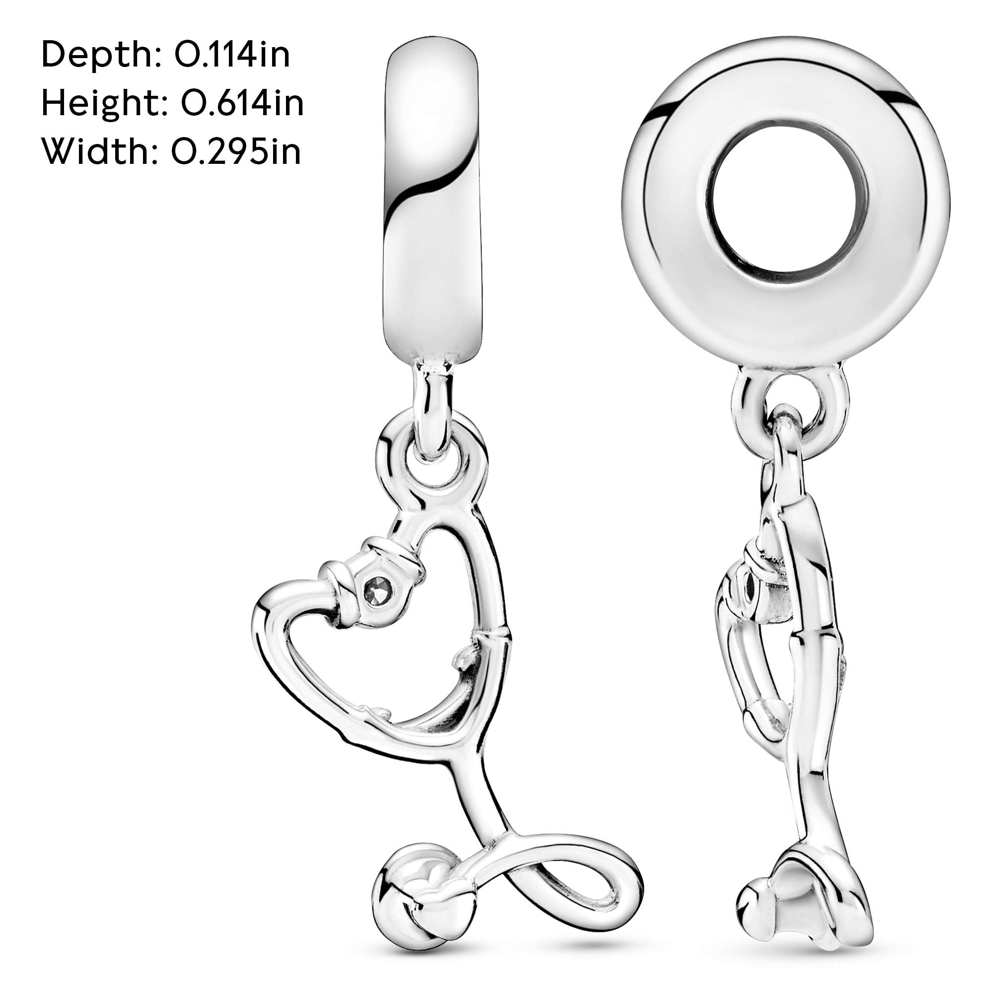 Foto 7 pulgar | Estetoscopio Charm Pandora, Colgante En Forma De Corazón, Plata De Ley - Venta Internacional.