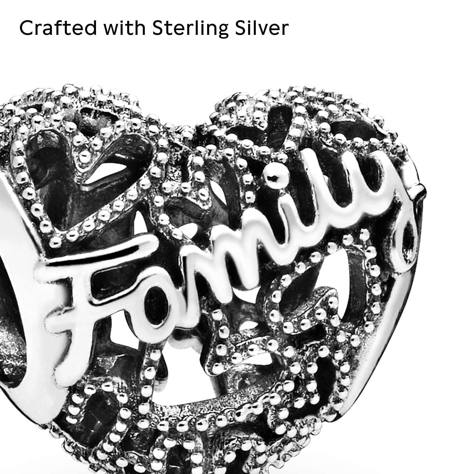 Foto 5 pulgar | Charm Pandora Family Heart De Plata De Ley Con Caja De Regalo - Venta Internacional.