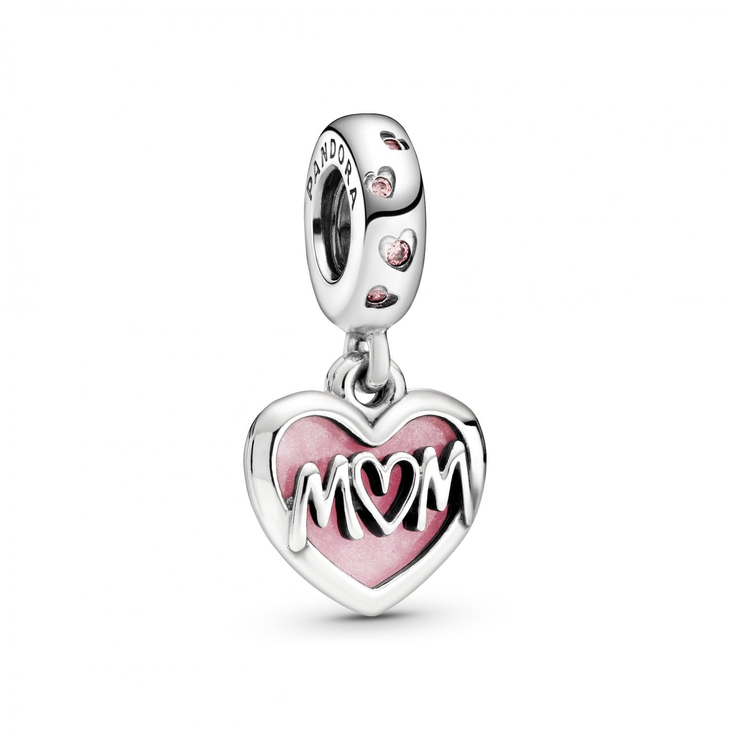 Pulseras Charm Pandora Mom Script En Forma De Corazón Para Moments - Venta Internacional.