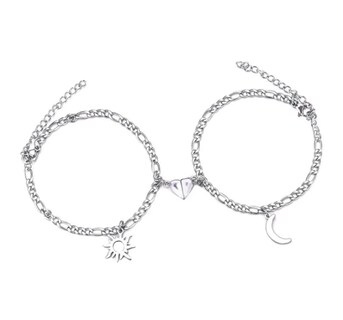 Foto 1 | Pulsera Xtellar Pareja Solar y Luna Acero Inoxidable Plateada para Mujer