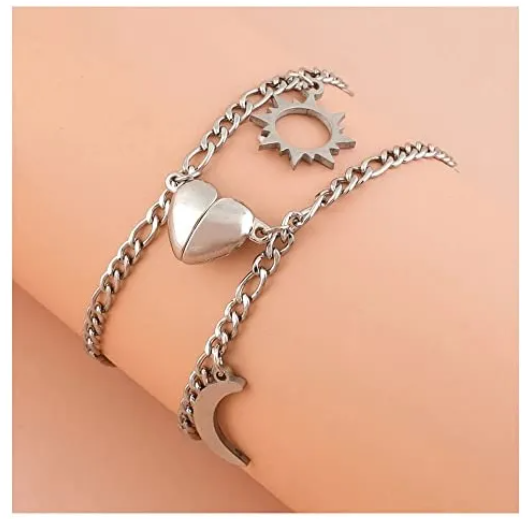 Foto 4 pulgar | Pulsera Xtellar Pareja Solar y Luna Acero Inoxidable Plateada para Mujer