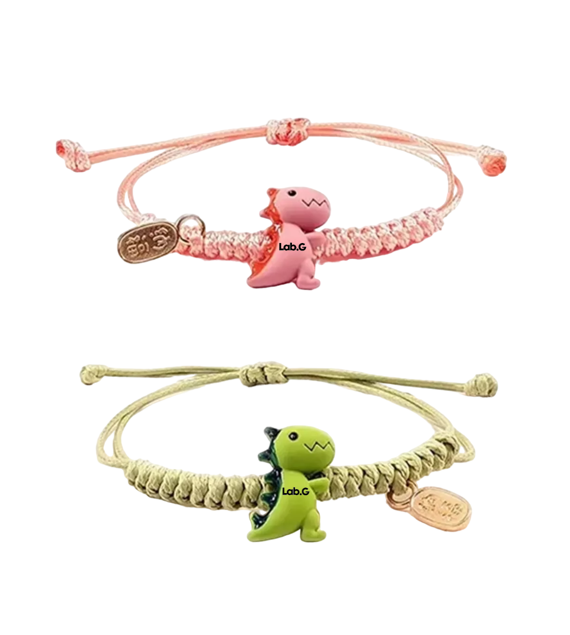 Bonita Pulsera Pareja Lab.g Más Bolsa De Joyería 2 Piezas Verde /rosa
