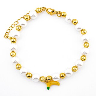 Foto 1 | Pulsera Perlas Sintética Con Dije De Platano The Golden Store Chapa De Oro 18k