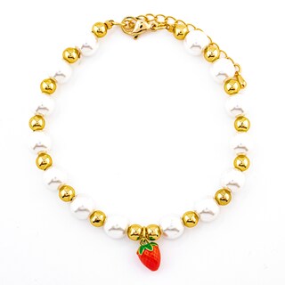 Foto 1 | Pulsera Perlas Sintética Con Dije De Fresa The Golden Store Chapa De Oro 18k