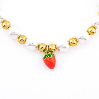 Foto 2 | Pulsera Perlas Sintética Con Dije De Fresa The Golden Store Chapa De Oro 18k