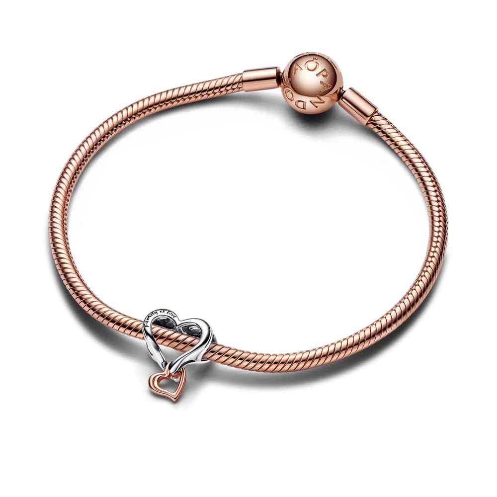 Foto 4 pulgar | Charm Pandora Con Forma De Corazón Infinito, Bicolor, Calado, Regalo Para Ella - Venta Internacional.