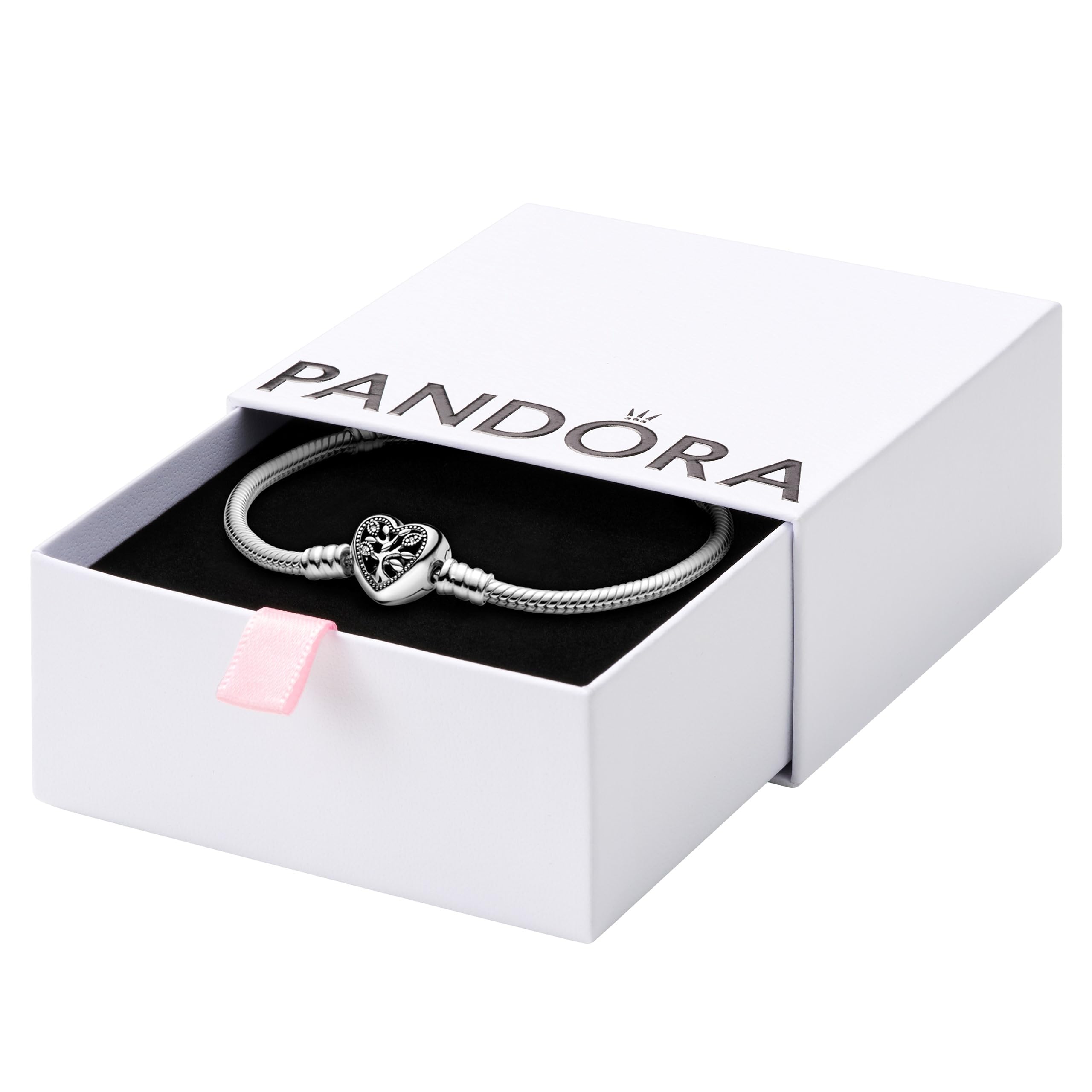 Foto 2 pulgar | Pulsera Pandora Moments Con Forma De Árbol Genealógico Con Cierre De Corazón, Plata - Venta Internacional.