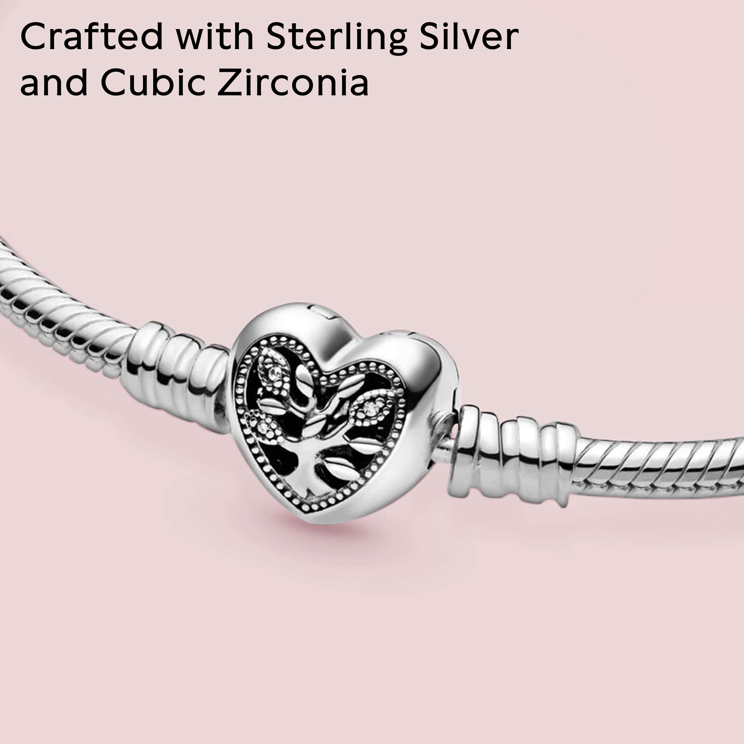 Foto 5 pulgar | Pulsera Pandora Moments Con Forma De Árbol Genealógico Con Cierre De Corazón, Plata - Venta Internacional.