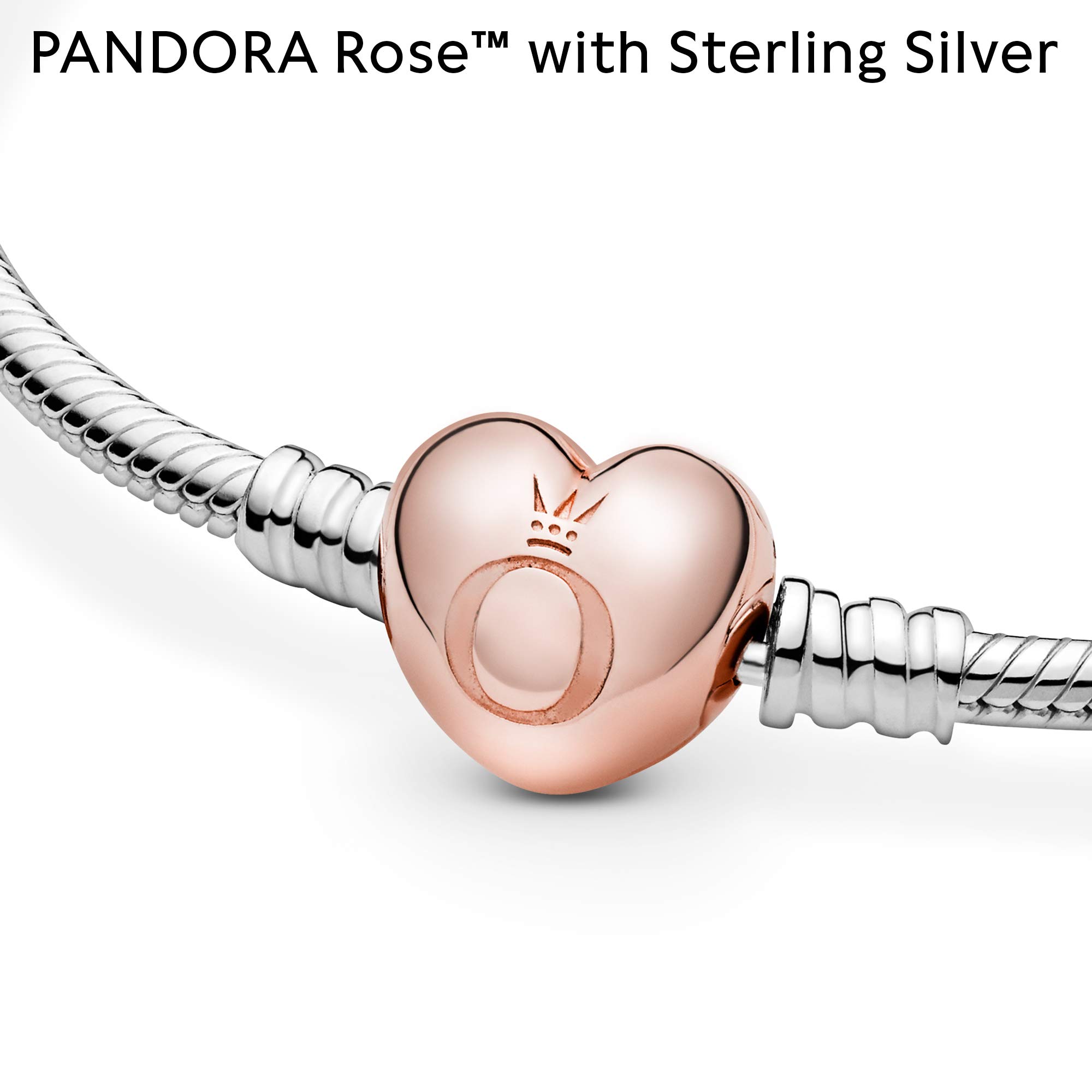 Foto 5 pulgar | Pulsera Pandora Moments Con Cierre De Corazón Y Cadena De Serpiente Plateada - Venta Internacional.