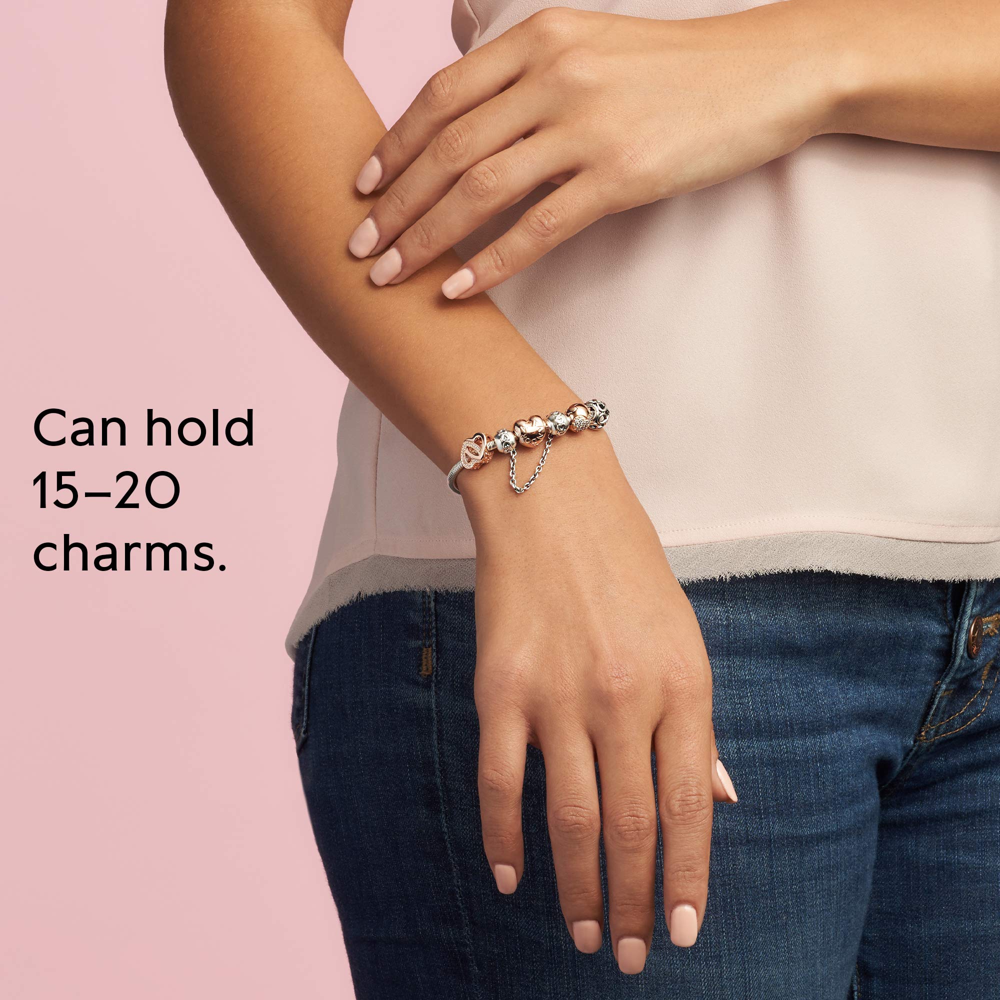 Foto 7 | Pulsera Pandora Moments Con Cierre De Corazón Y Cadena De Serpiente Plateada - Venta Internacional.