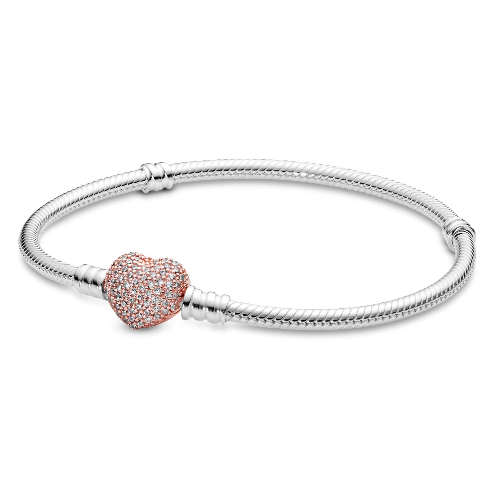 Foto 2 | Pulsera Pandora Moments Sparkling Con Cierre En Forma De Corazón Plateado Y Rosa - Venta Internacional.